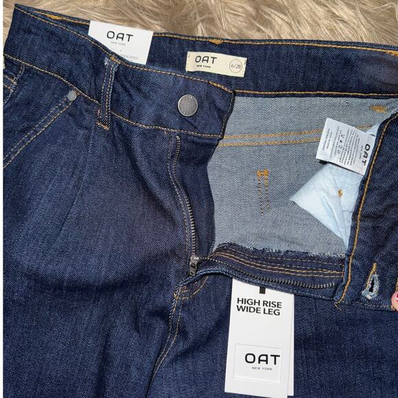 New OAT New York High Rise Wide Leg Dark Wash Jeans size 6/28 - Picture 2 of 9